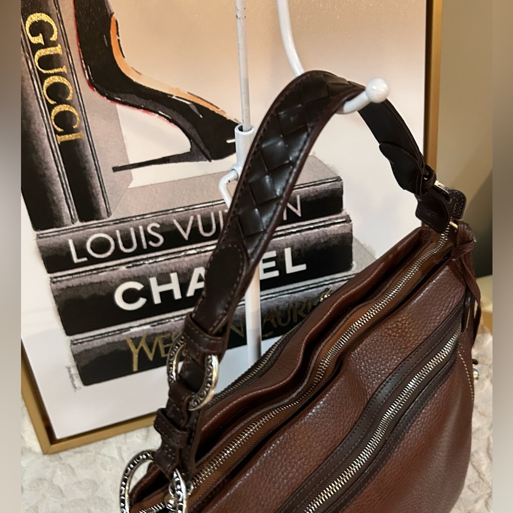 Brighton Brown Leather Hobo Shoulder Bag - Picture 7 of 12